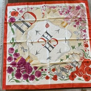 Carolina Herrera Orange and White Floral Scarf